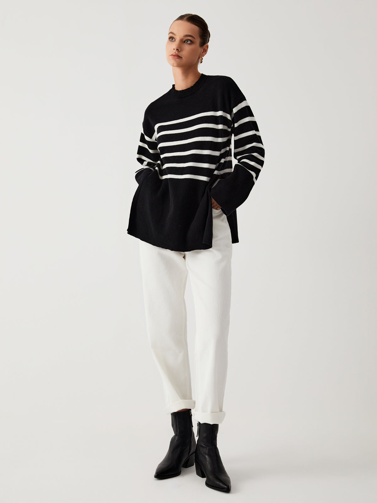 Stylischer gestreifter Pullover für Damen