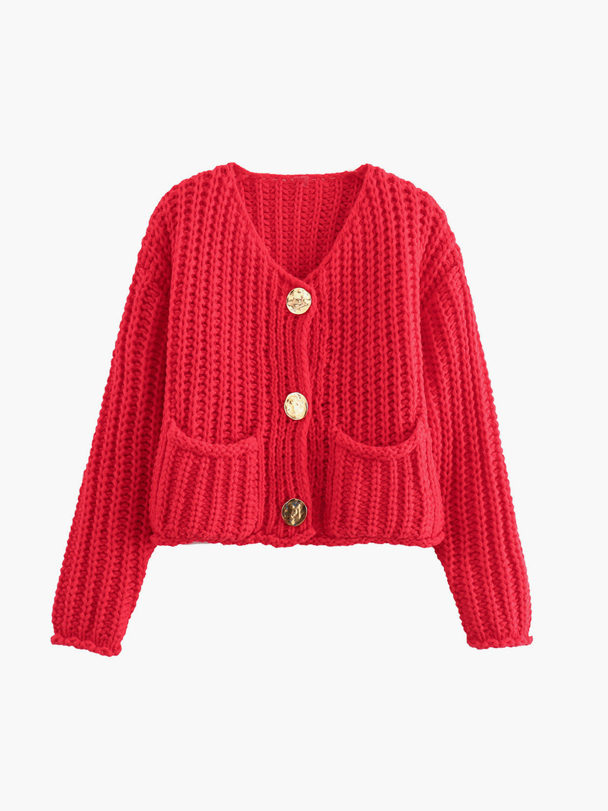 Grobstrickjacke mit modische Knöpfe | Strukturierter Look | Kastiger Schnitt