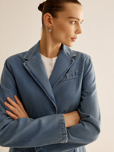 Jeansjacke im Blazerstil | Knopfleiste | Lässiger Schnitt
