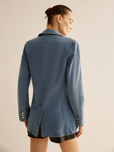 Jeansjacke im Blazerstil | Knopfleiste | Lässiger Schnitt