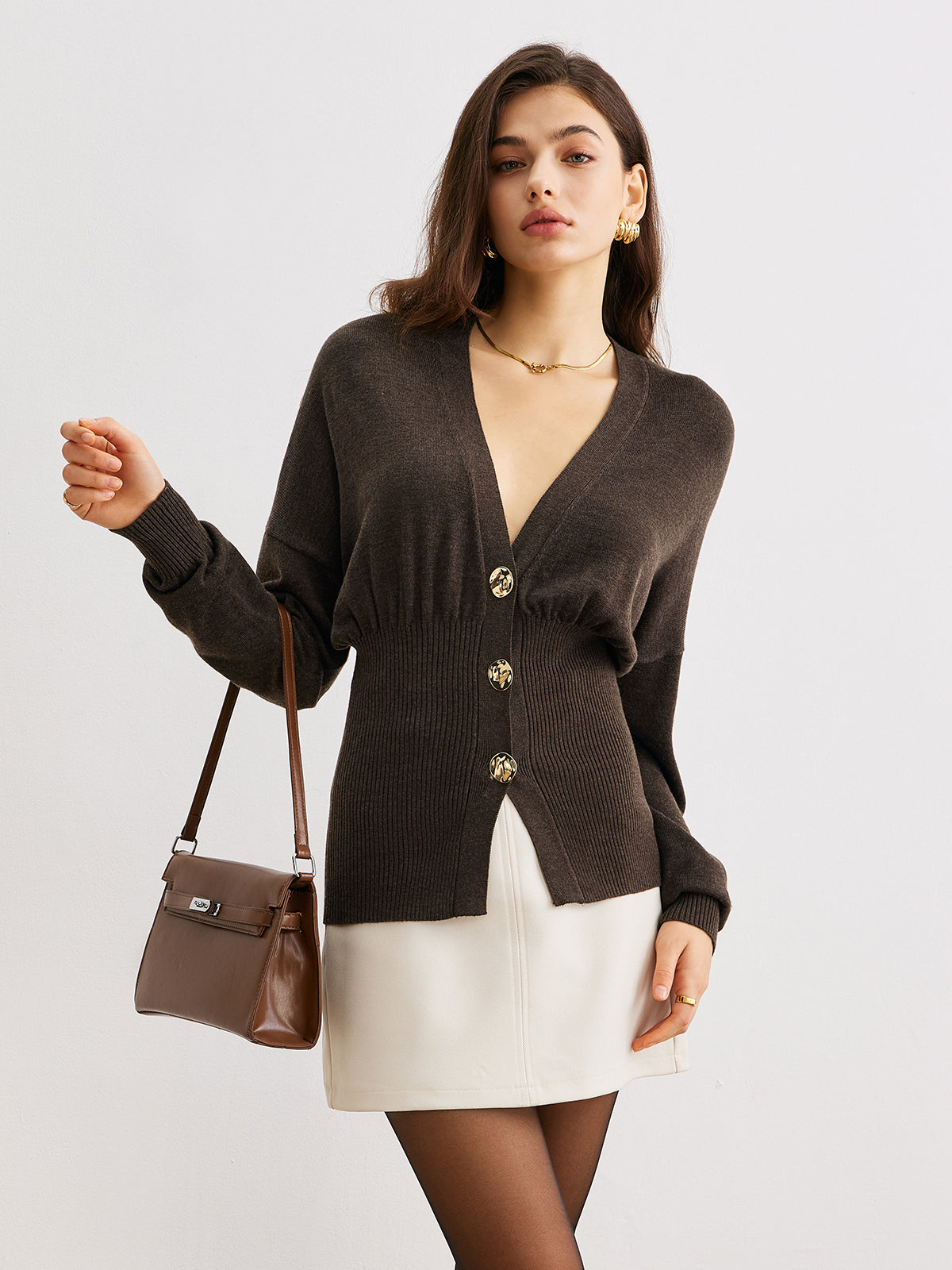 Damen Strick-Cardigan mit Knopfleiste | Gerippte Taille & Femininer Schnitt
