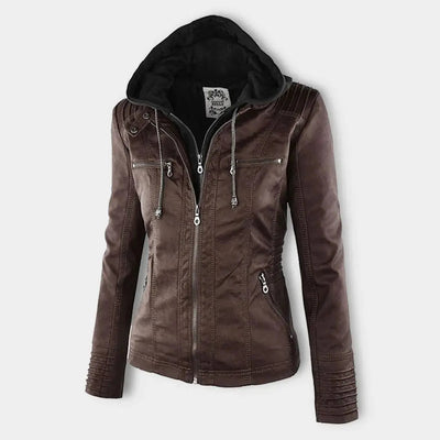 Biker-Lederjacke mit Kapuze
