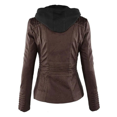Biker-Lederjacke mit Kapuze