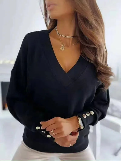 Eleganter Pullover mit V-Ausschnitt für Damen