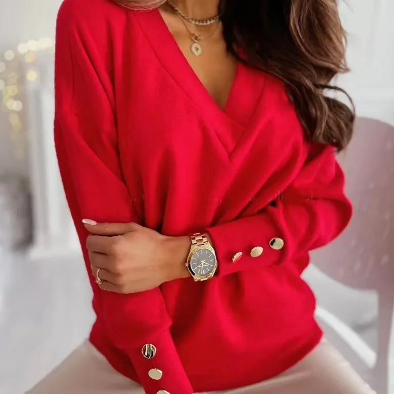 Eleganter Pullover mit V-Ausschnitt für Damen