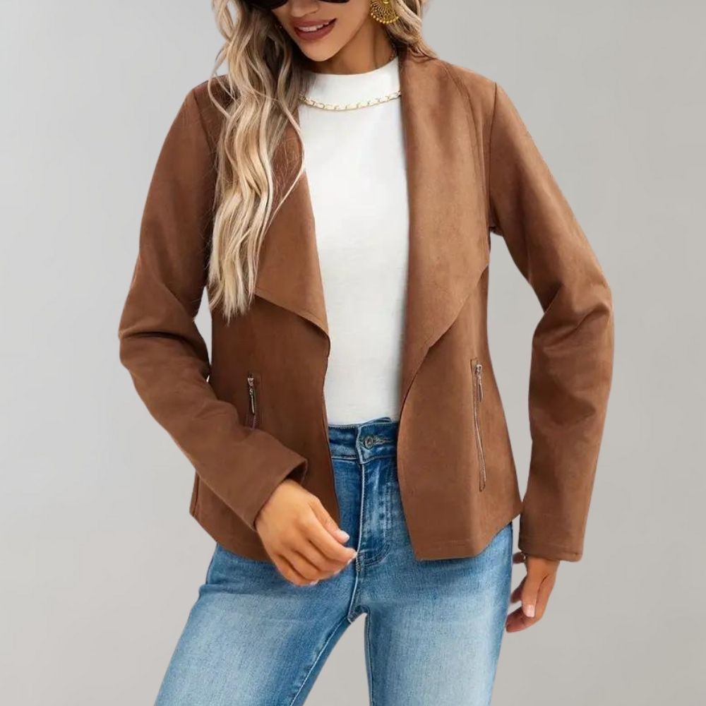 Jacke mit Wasserfallkragen | Stilvolle Eleganz | Weiches Material