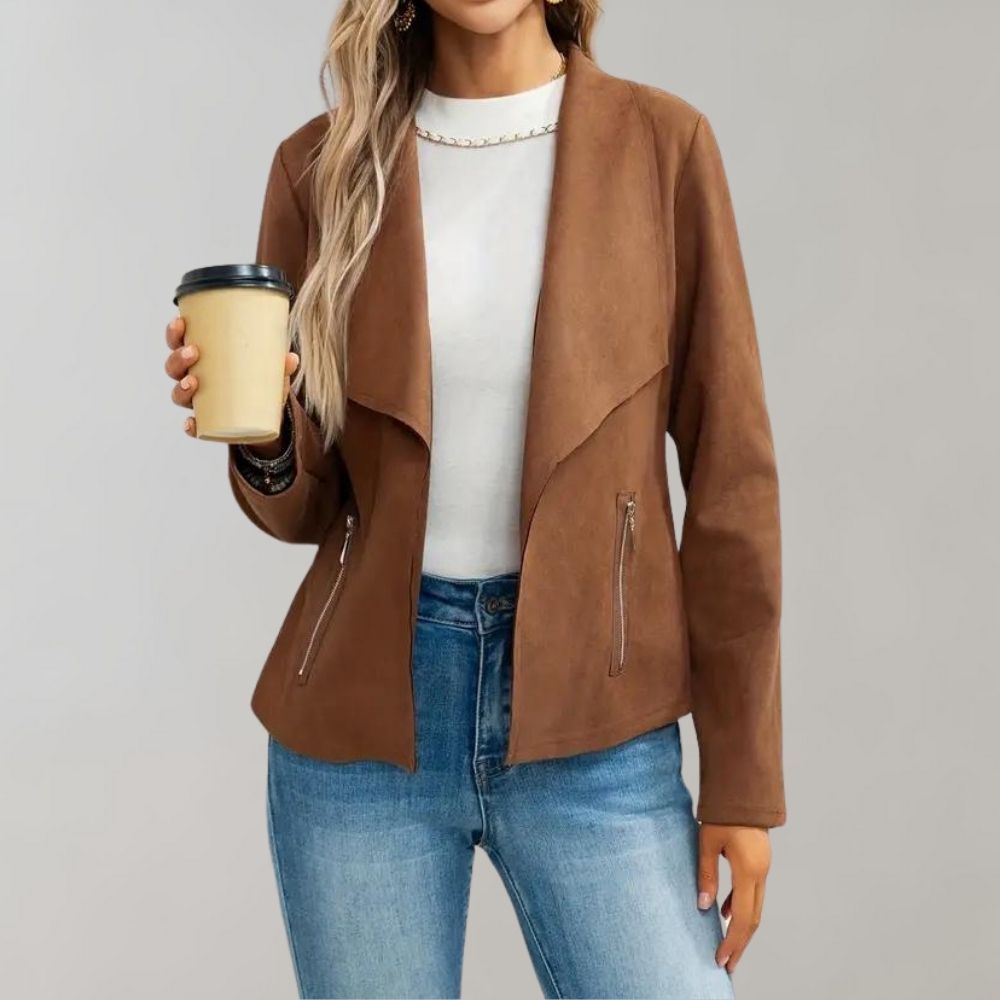 Jacke mit Wasserfallkragen | Stilvolle Eleganz | Weiches Material