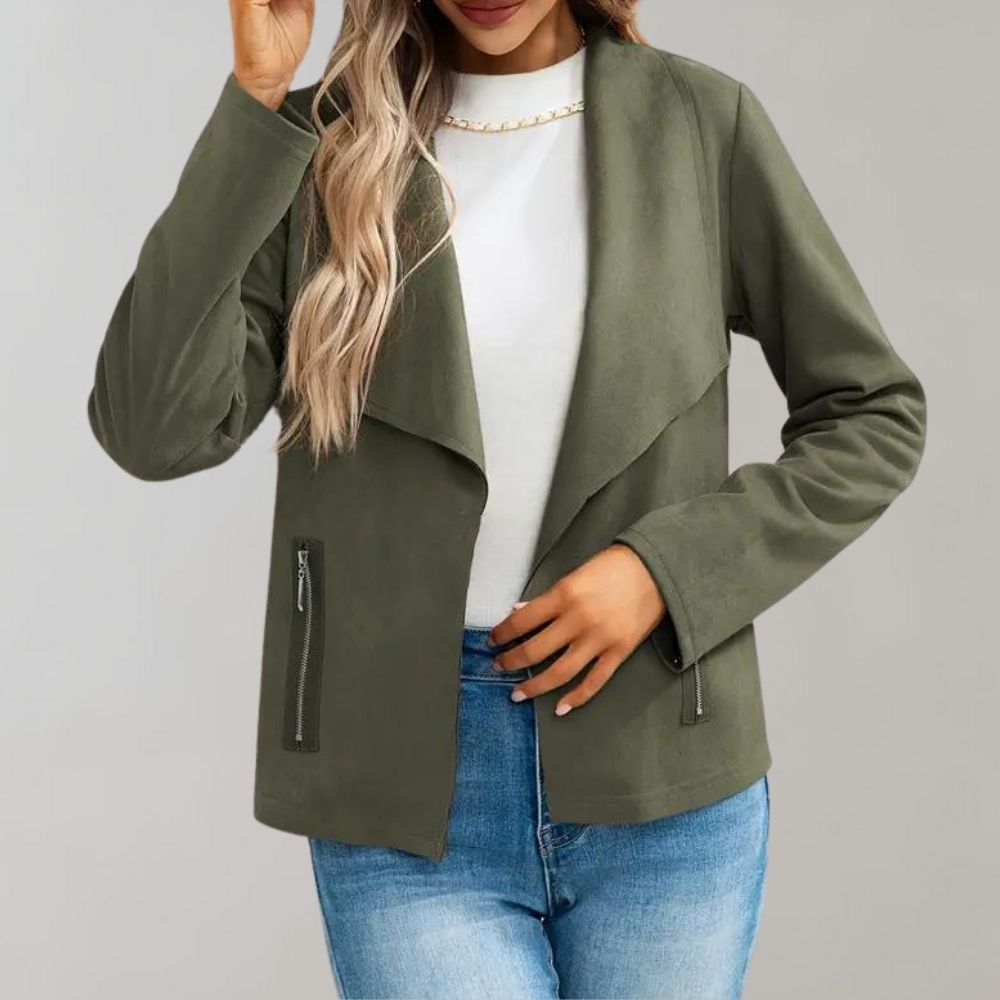 Jacke mit Wasserfallkragen | Stilvolle Eleganz | Weiches Material