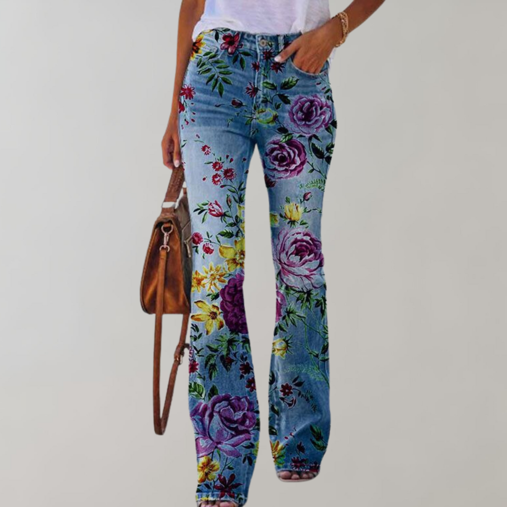 Lilly | Flared Jeans mit Blumenmuster