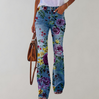 Lilly | Flared Jeans mit Blumenmuster