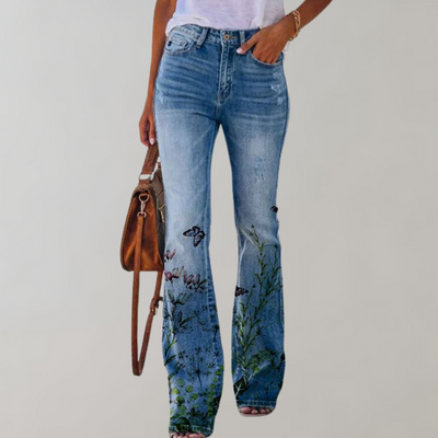 Lilly | Flared Jeans mit Blumenmuster