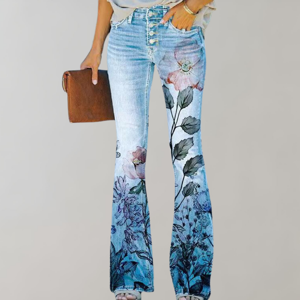 Lilly | Flared Jeans mit Blumenmuster