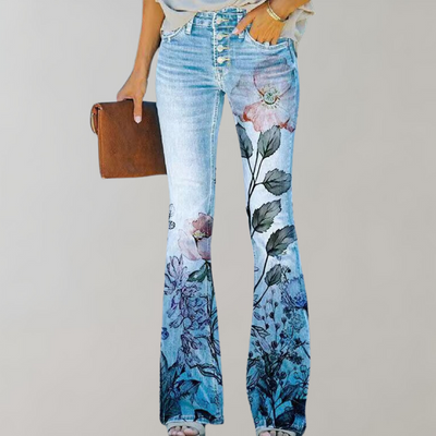 Lilly | Flared Jeans mit Blumenmuster