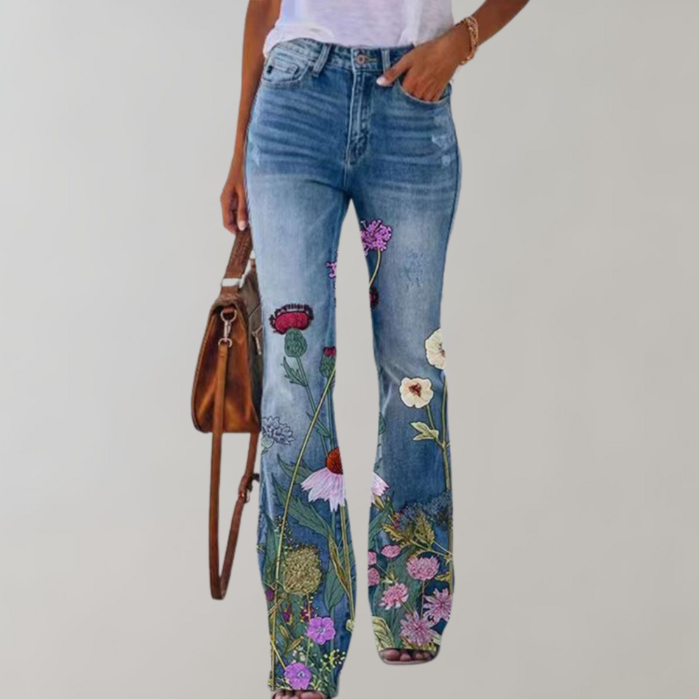 Lilly | Flared Jeans mit Blumenmuster