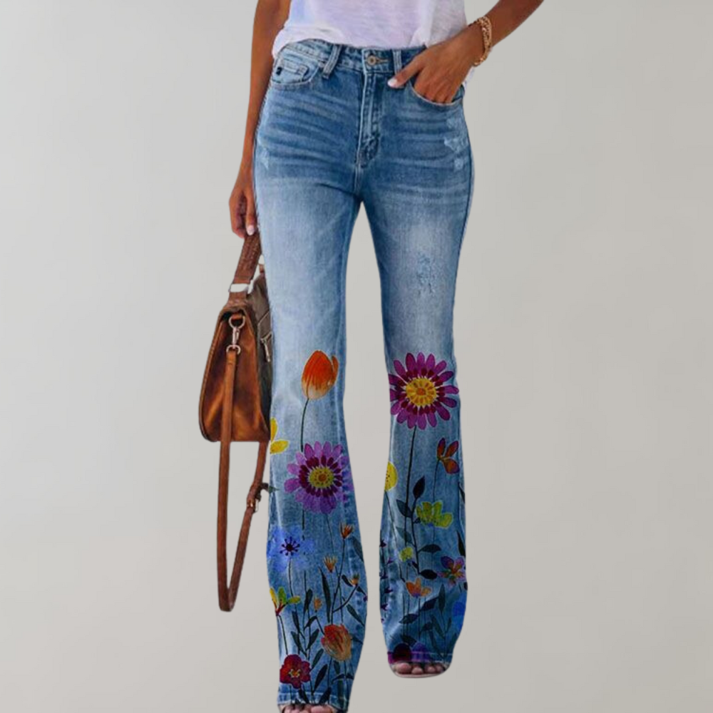Lilly | Flared Jeans mit Blumenmuster
