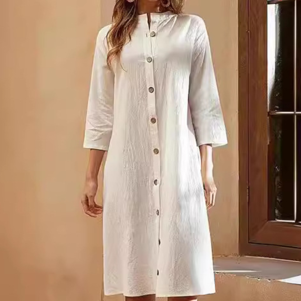 Hemdblusenkleid Damen elegant | Mit Knopfleiste & Lockerem Stil