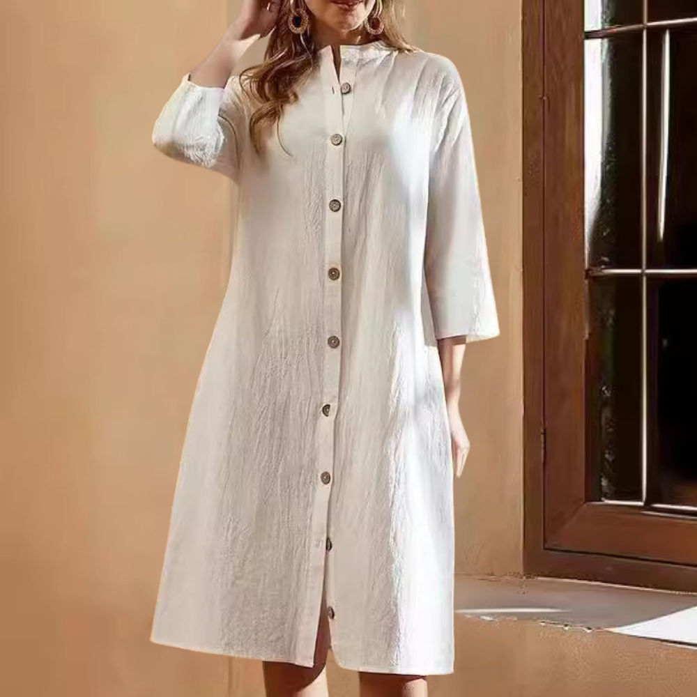 Hemdblusenkleid Damen elegant | Mit Knopfleiste & Lockerem Stil