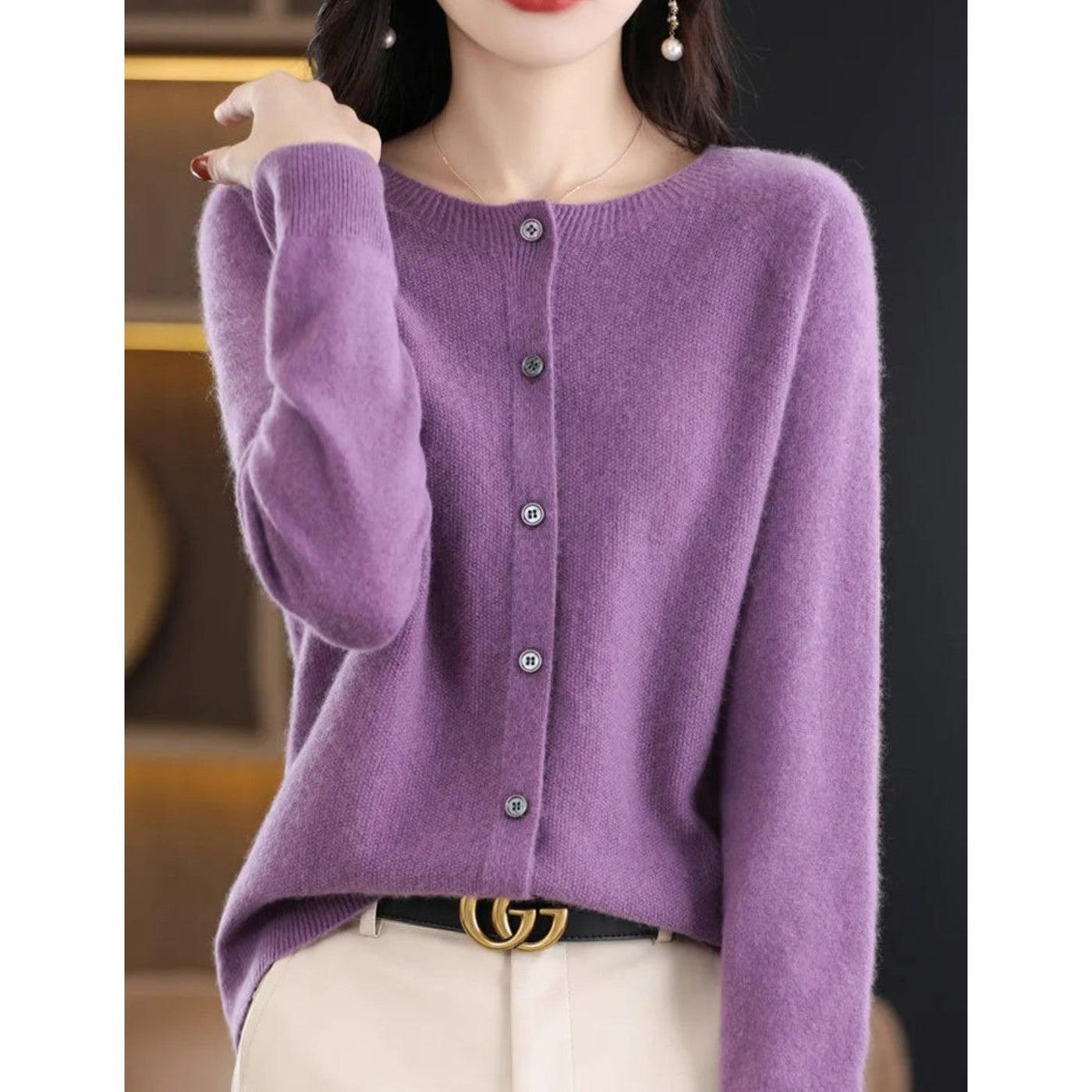 Ilona | Klassische Rundhals-Strickjacke für Damen