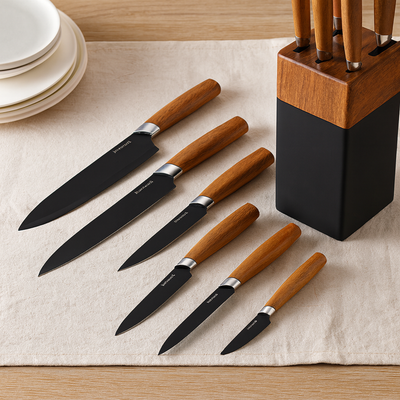 Gastronix | 6-teiliges Kochmesserset aus kohlenstoffreichem Edelstahl
