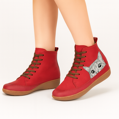 Leonore | Winterstiefel mit Katzenmuster