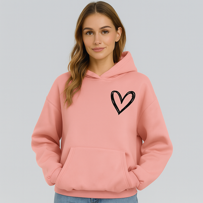 Hoodie mit Herz-Print – Weiche Baumwollmischung – Stylisch & Bequem