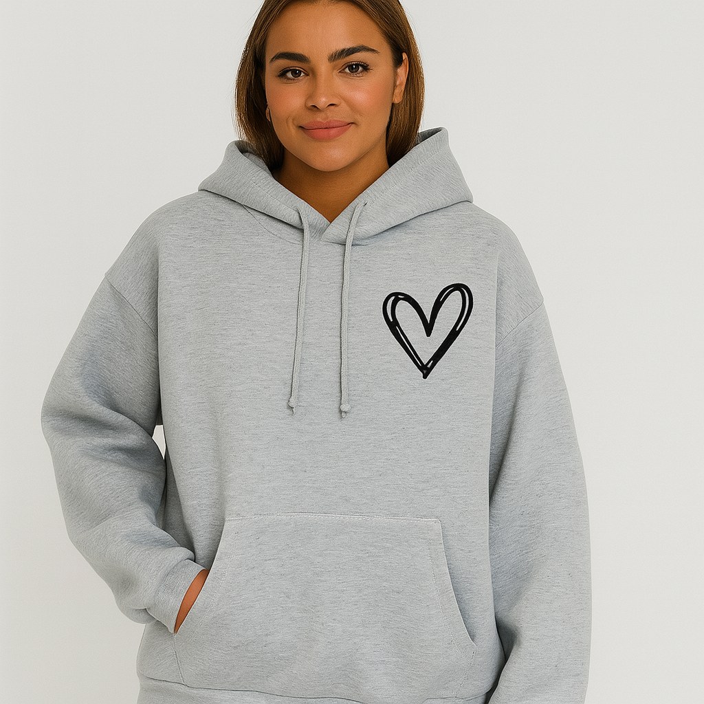 Hoodie mit Herz-Print – Weiche Baumwollmischung – Stylisch & Bequem