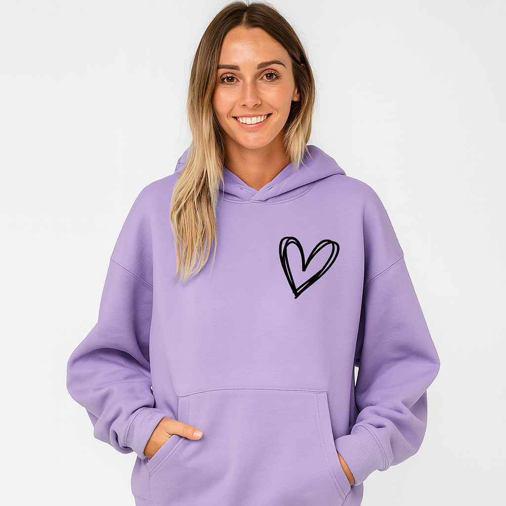 Hoodie mit Herz-Print – Weiche Baumwollmischung – Stylisch & Bequem