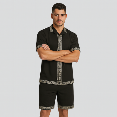 Lässiges Sommer-Outfit für Herren – Hemd mit Reverskragen und Shorts mit elastischem Bund