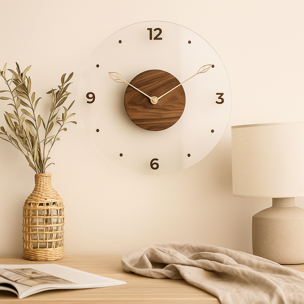 QuietWood – Minimalistische, geräuschlose Wanduhr mit schlichtem Design für jeden Raum