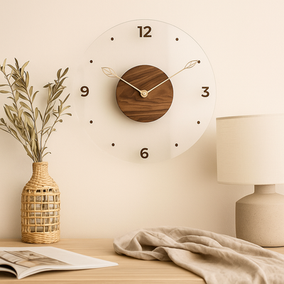 QuietWood – Minimalistische, geräuschlose Wanduhr mit schlichtem Design für jeden Raum