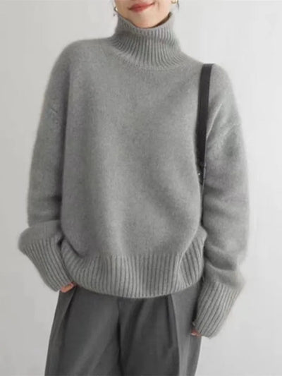 Damen-Rollkragenpullover mit übergroßen Ärmeln