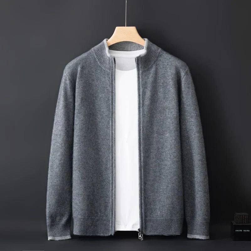 Reißverschluss Strickjacke Für Herren | Minimalistischer Stil Mit Stehkragen