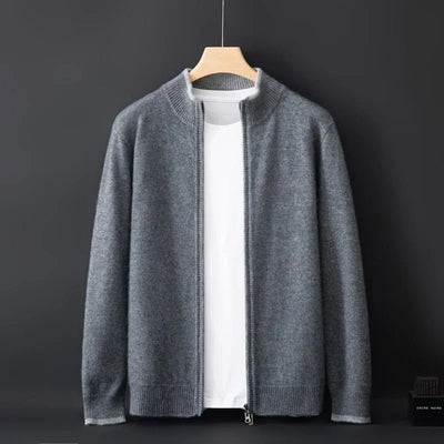 Reißverschluss Strickjacke Für Herren | Minimalistischer Stil Mit Stehkragen