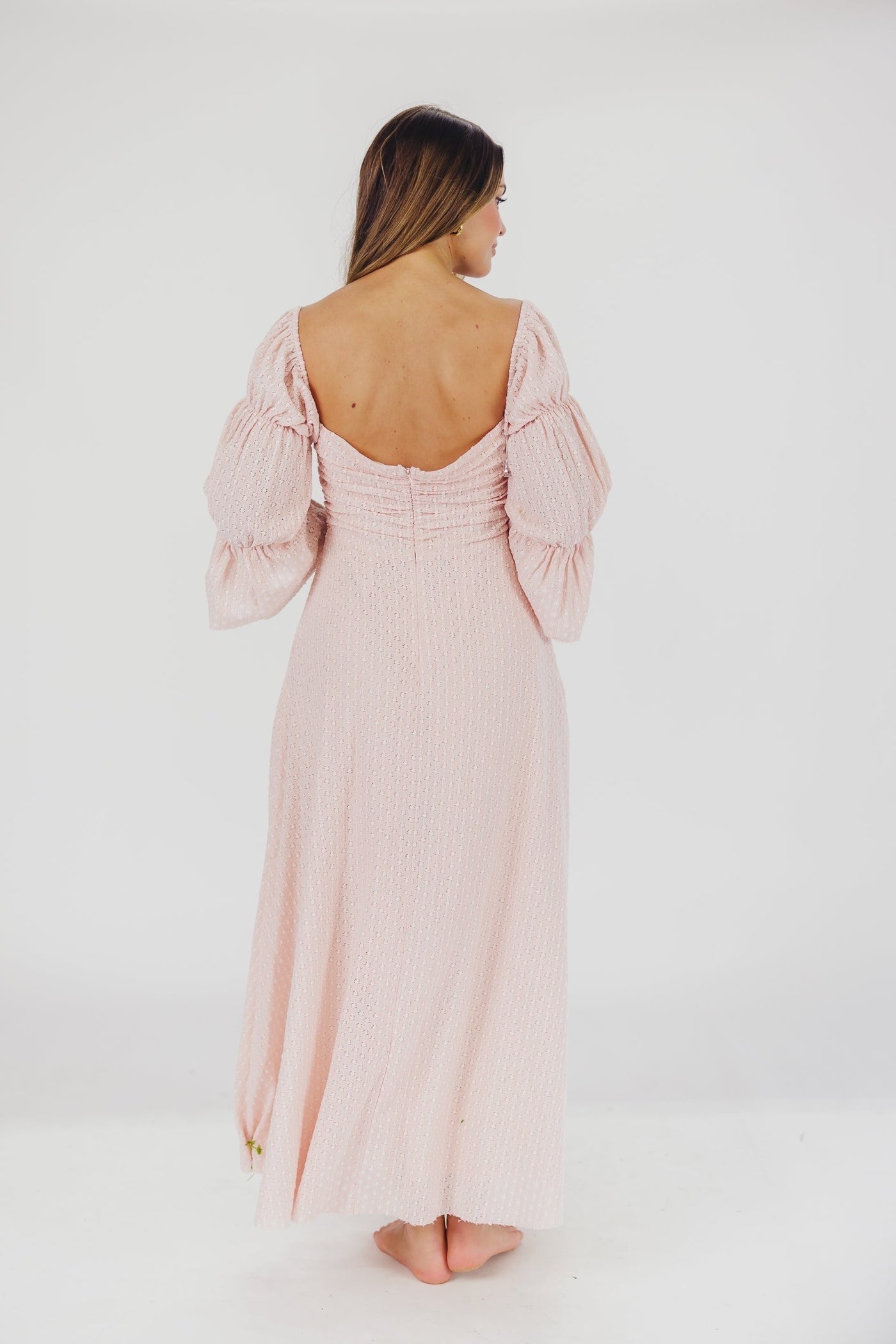 Corrine maxikleid mit gestuften armeln und taschen in ballerina pink - bump friendly