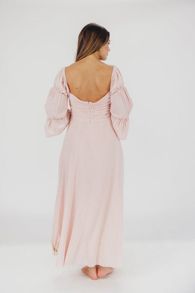 Corrine maxikleid mit gestuften armeln und taschen in ballerina pink - bump friendly