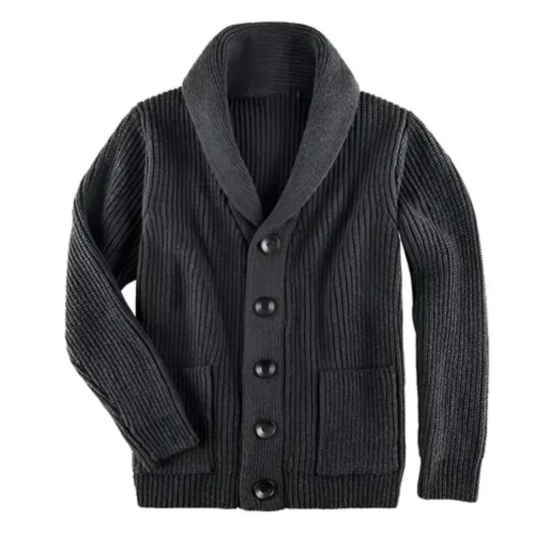 Gerippte Strickjacke mit Kragen