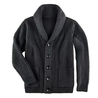 Gerippte Strickjacke mit Kragen