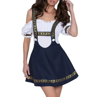 Damen Kontrastreiches Mini Dirndlkleid | Traditionell Modern