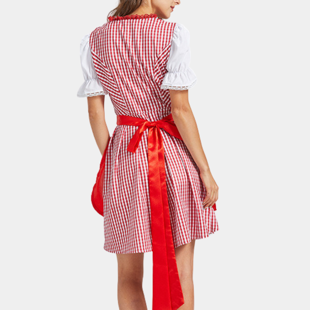 Damen Klassisches Kariertes Dirndlkleid | Mini