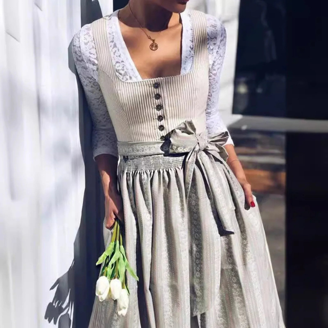 Damen Modernes Elegantes Trachtenkleid | Midi Dirndl Kleid