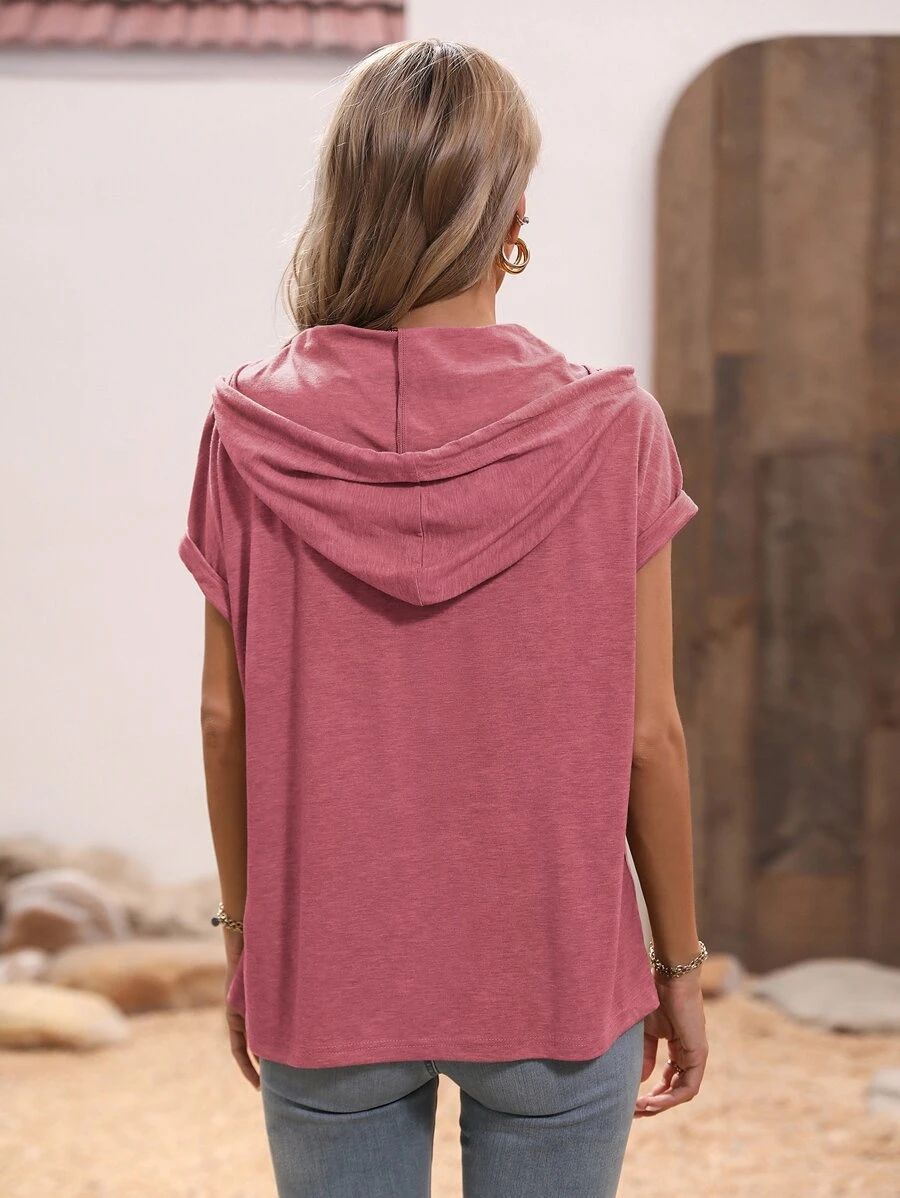 Kapuzen-Shirt mit Knopfleiste | Kurzarm | Lässig & Vielseitig