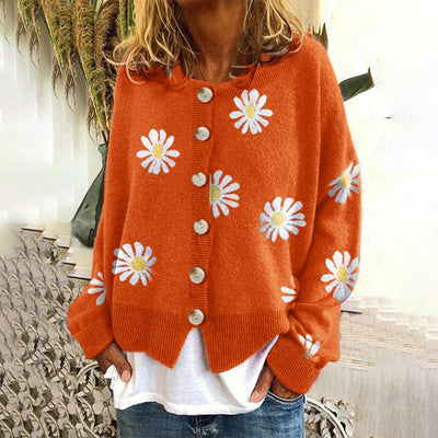 Damen-Strickjacke | Klassisch mit Blumenmuster