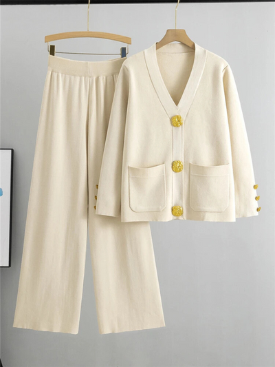 Elegantes Dreiteiliges Set | Blazer, Top & Weite Hose | Zeitloser Chic