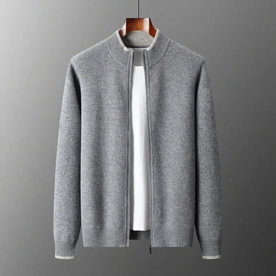 Reißverschluss Strickjacke Für Herren | Minimalistischer Stil Mit Stehkragen