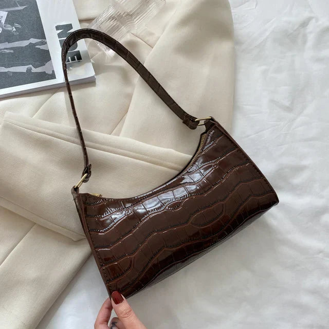 Schultertasche in Kroko-Optik | Kompakt & Elegant | Edler Hingucker