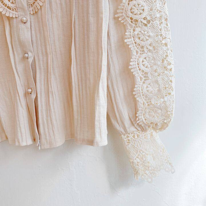 Bluse mit Häkelspitze | Puffärmel | Vintage-Romantik