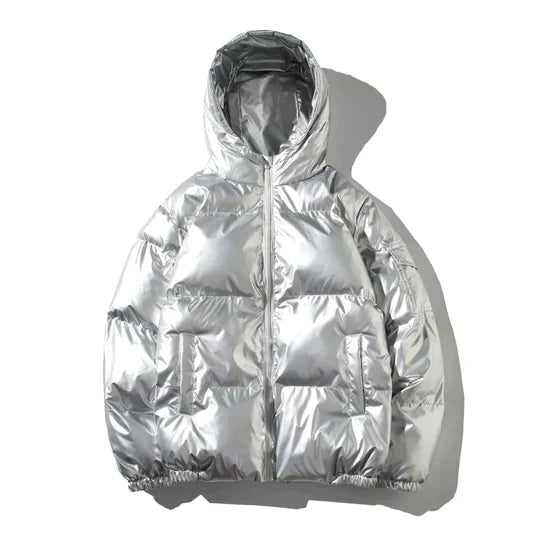 Metallische Winter-Pufferjacke für Herren