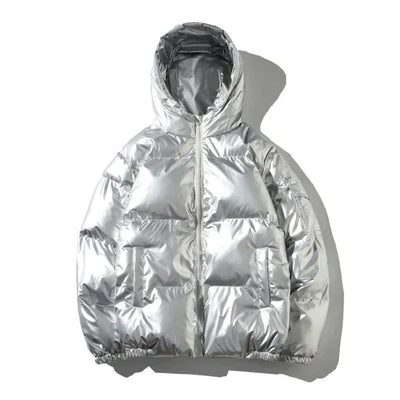 Metallische Winter-Pufferjacke für Herren