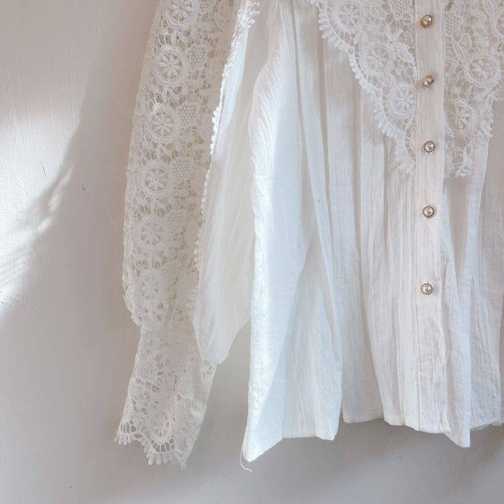 Bluse mit Häkelspitze | Puffärmel | Vintage-Romantik