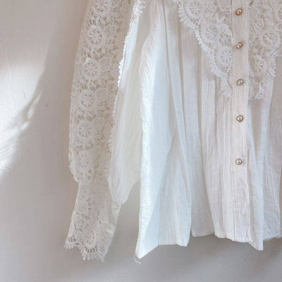 Bluse mit Häkelspitze | Puffärmel | Vintage-Romantik